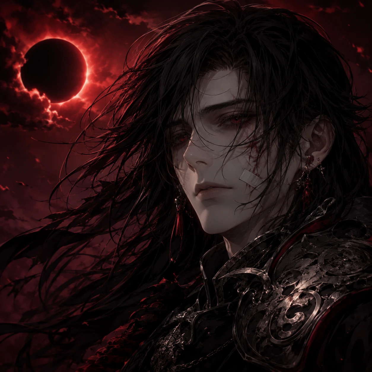 Blood Moon Warrior with Crimson Eyes