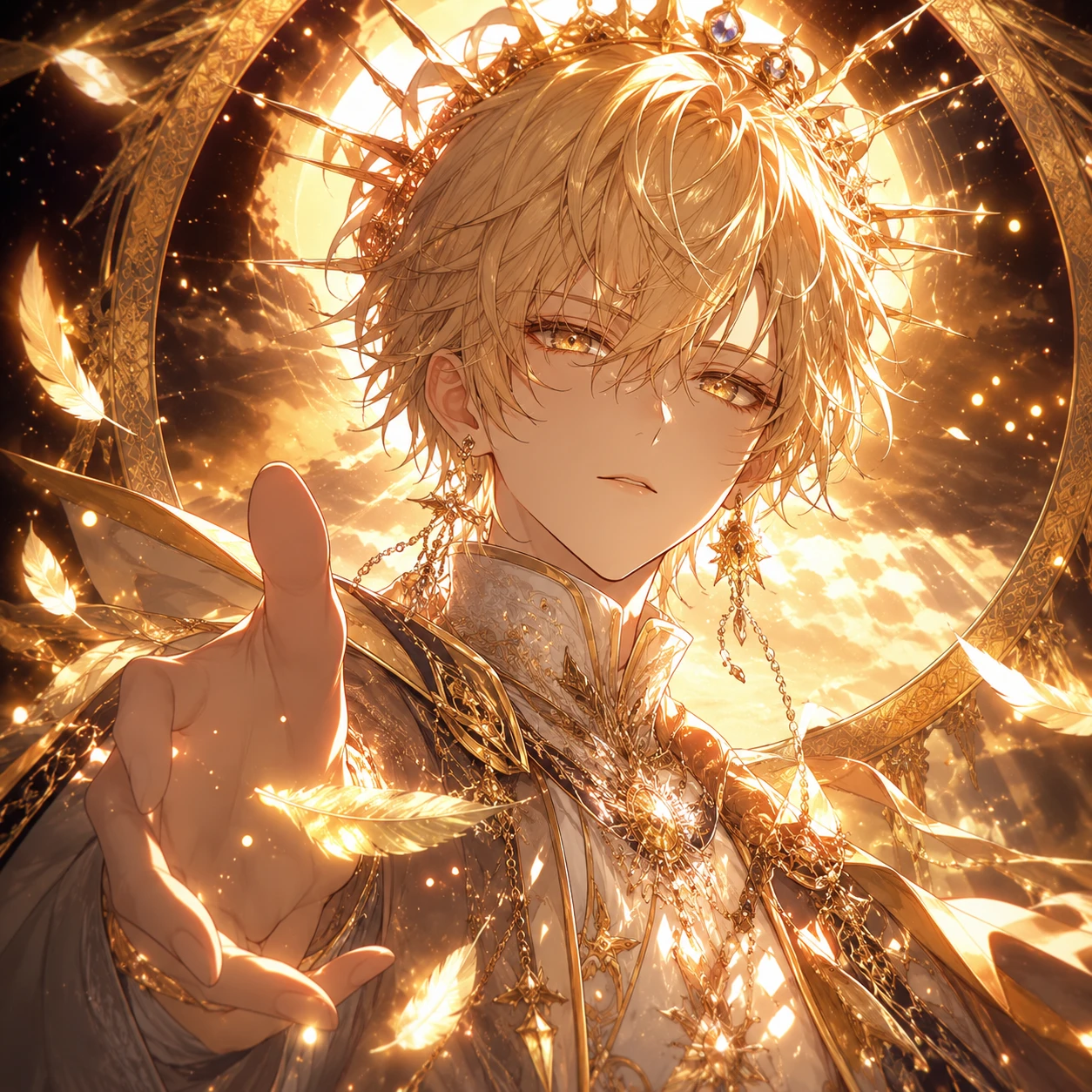 Gilded Anime Prince with Celestial Crown