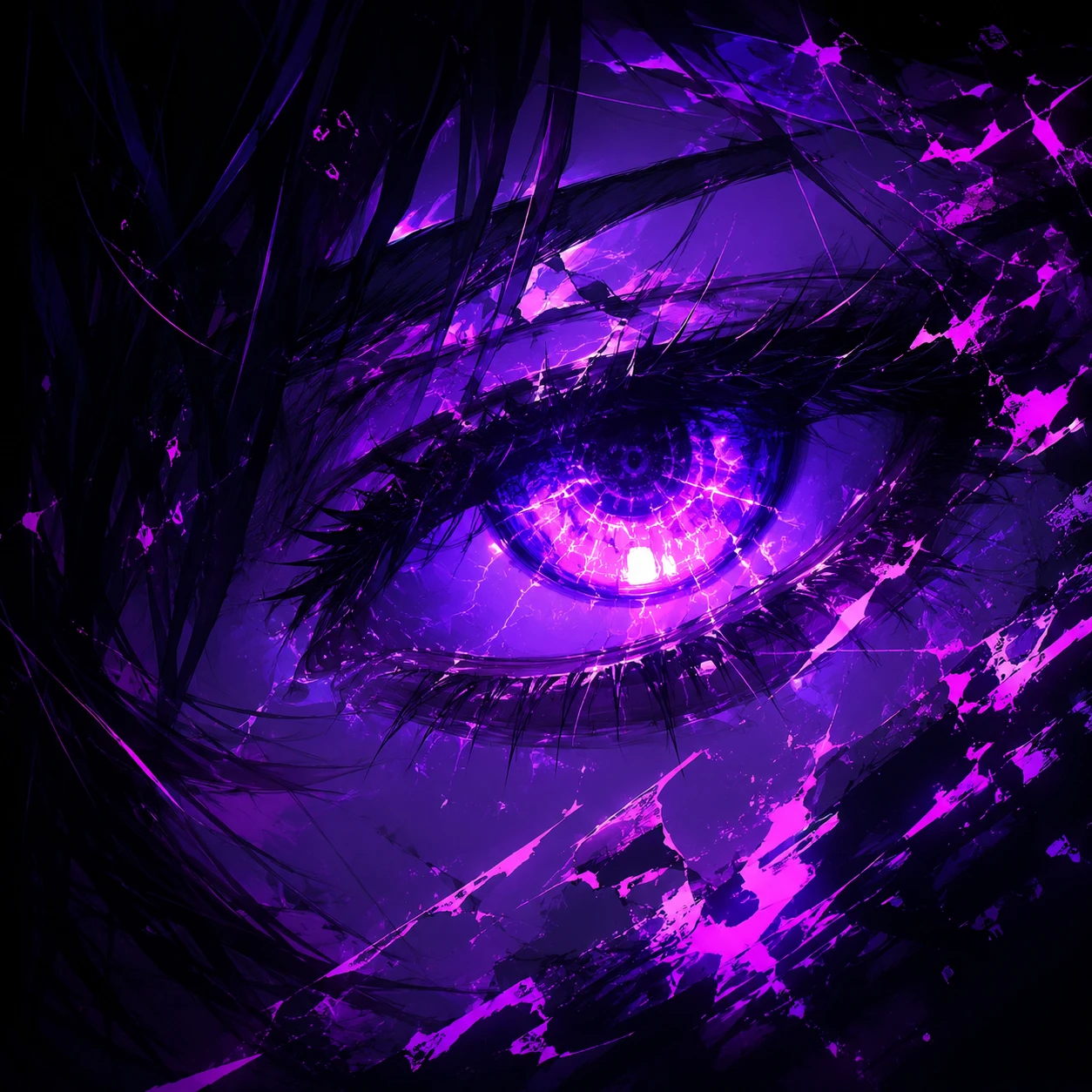 Intense Purple Gaze Anime Eye Close-up