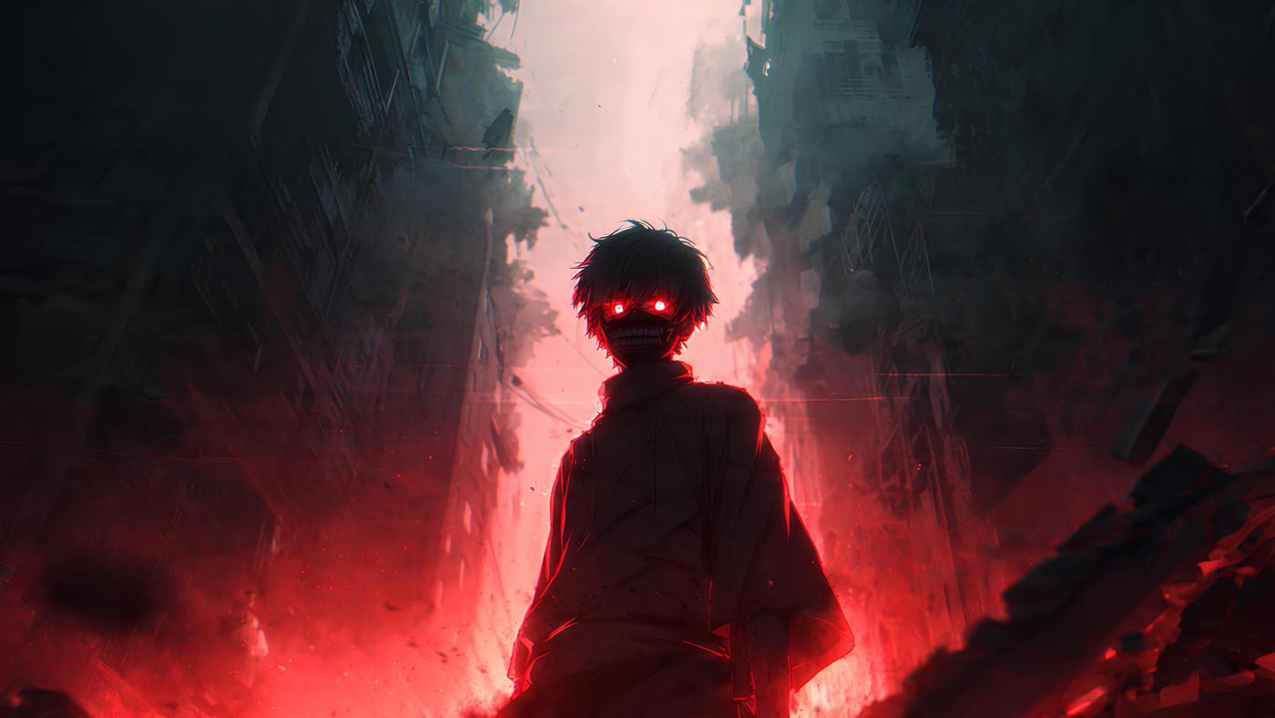 Crimson Void Survivor – Dark Anime Apocalypse 8K PC Wallpaper