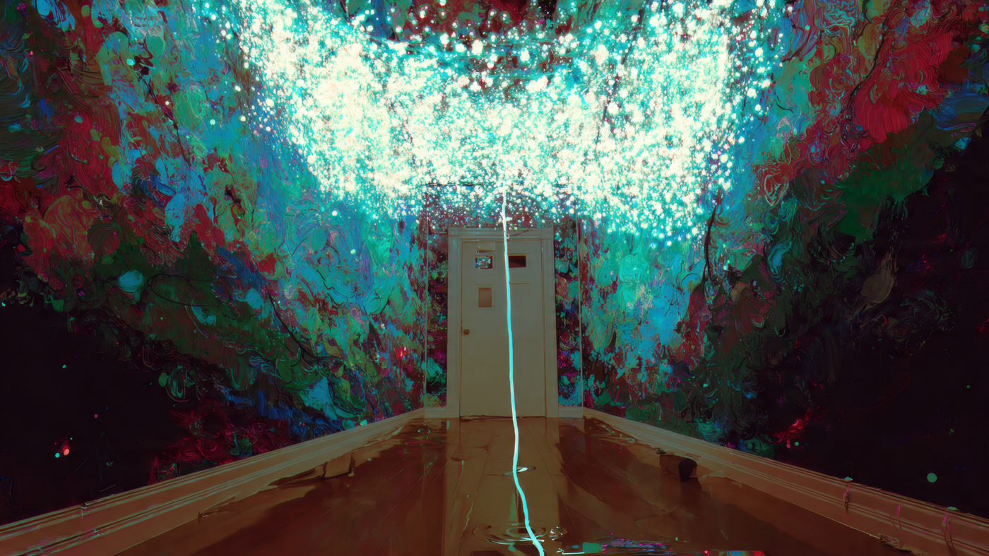 Artistic Room with Glowing Doorway