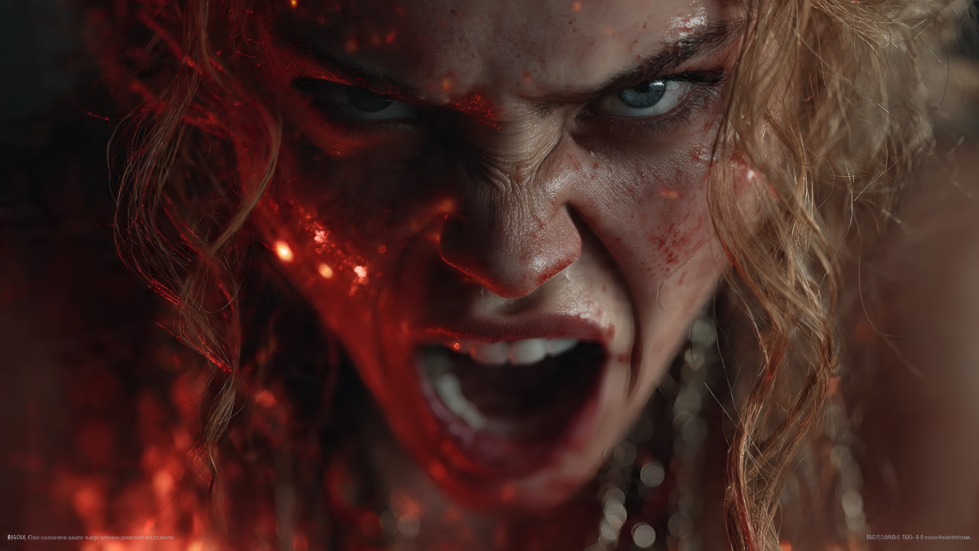 Angry Woman Shouting with Aggression