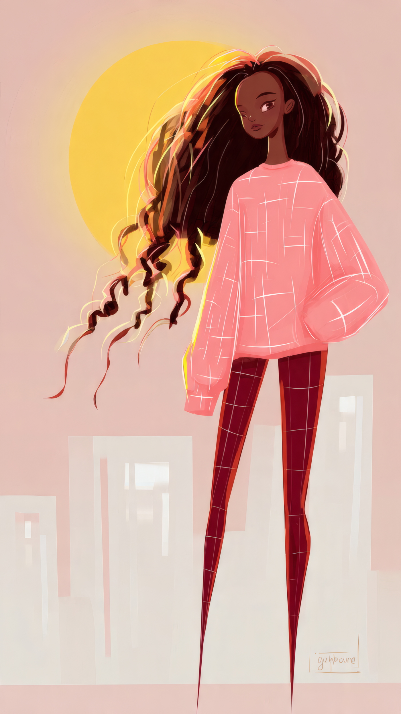 Illustration of Woman with Long Hair and Style