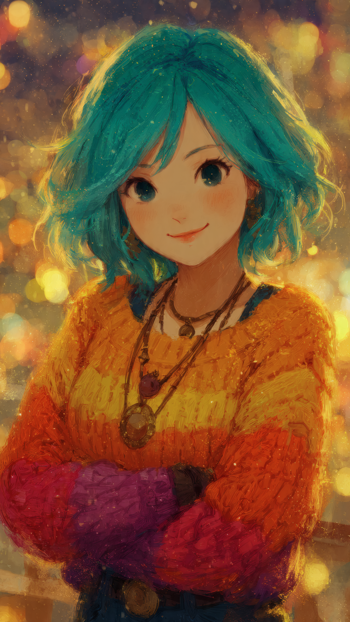 Anime Girl with Blue Hair Art