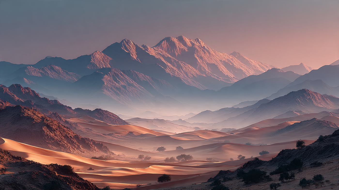 Warm Mountains and Desert Landscape