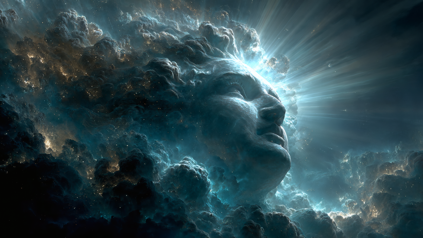 Face in Clouds Abstract Art Wallpaper