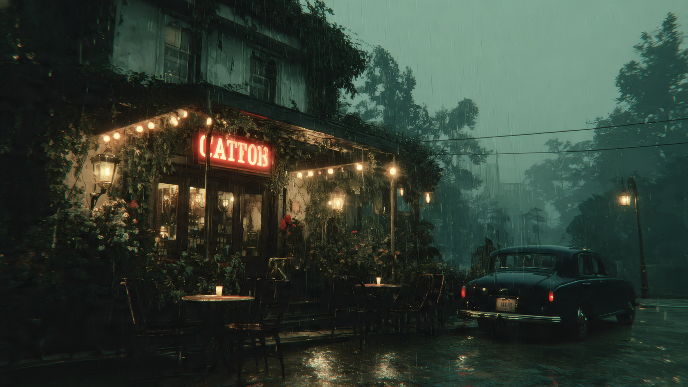 Rainy Night at Cattor Restaurant