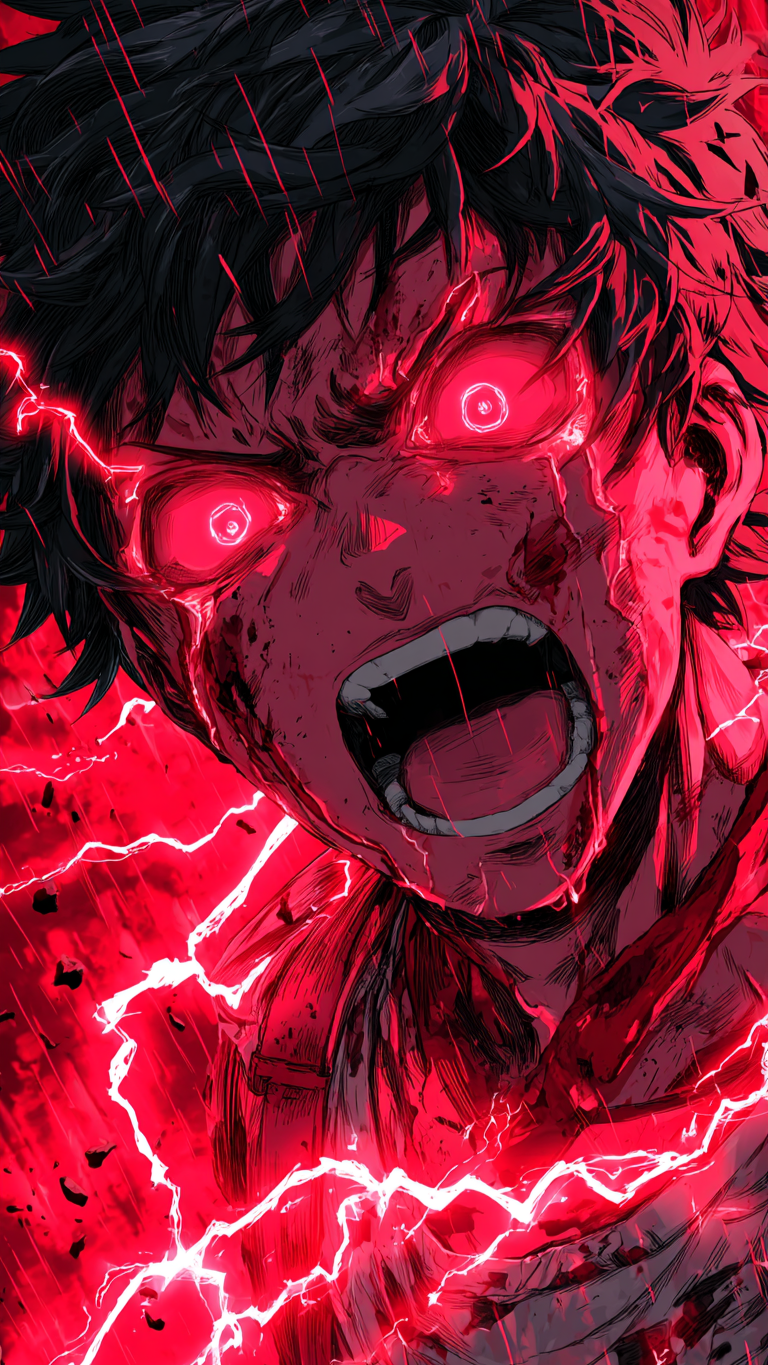 Anime Character with Red Eyes Screaming Wallpaper
