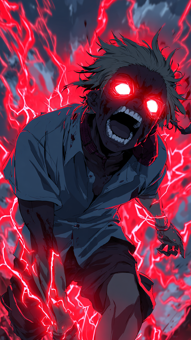 Terrifying Zombie Artwork with Red Eyes Wallpaper