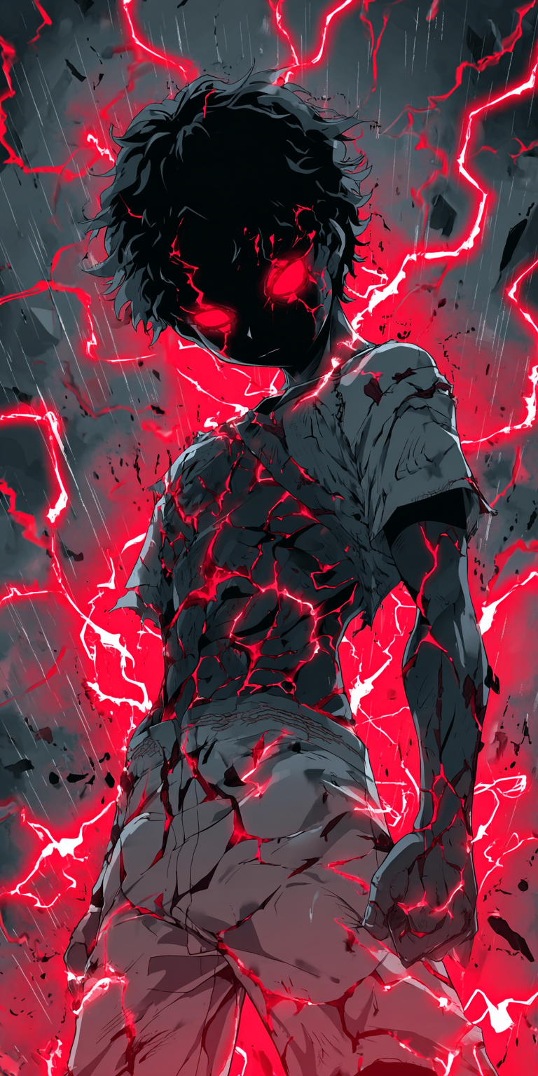 Anime Character Red Energy Dark Power Wallpaper