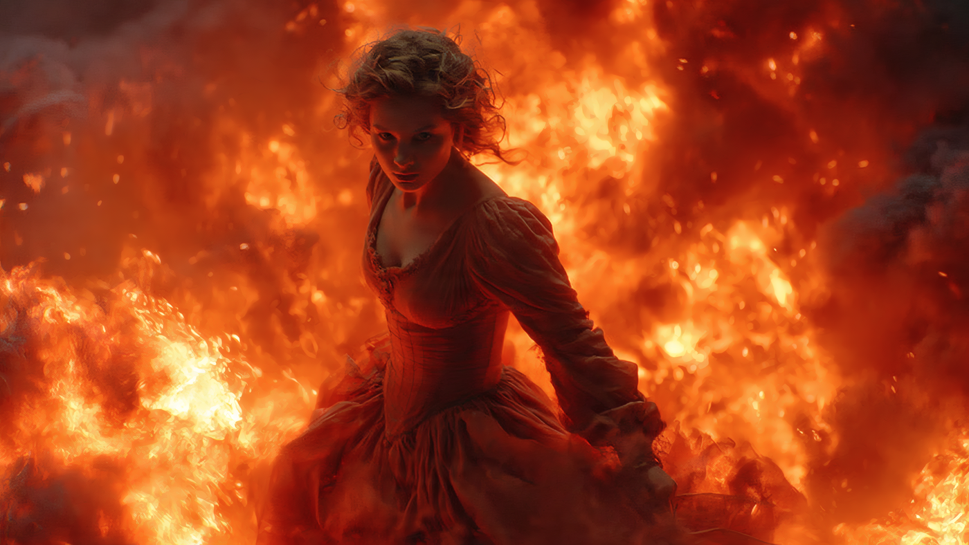 Woman in Fire Artwork Digital Art