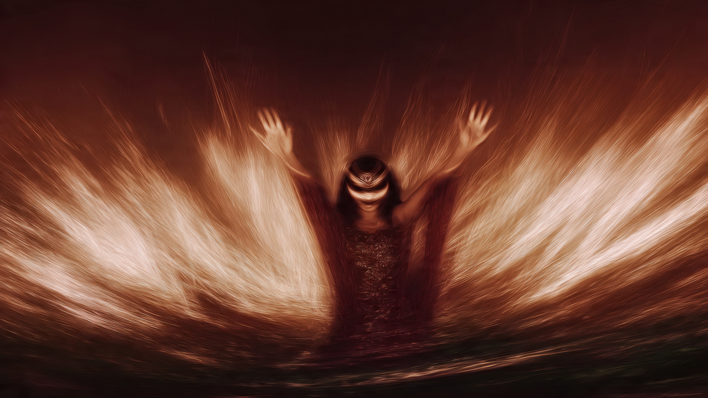 Mysterious Figure with Light Burst