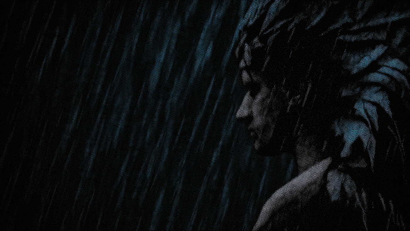 Fallen Angel Standing in Rain Dark Cinematic 1