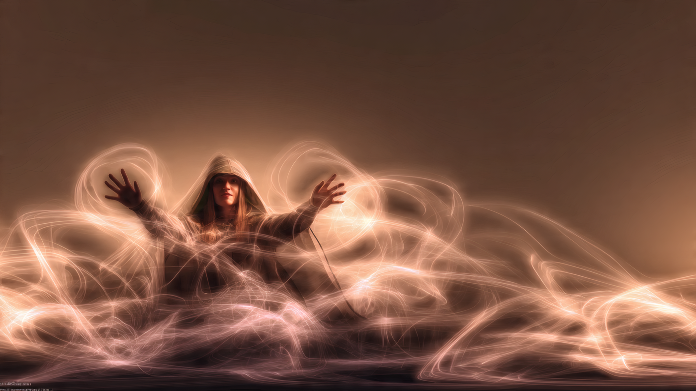 Mystical Woman in Hooded Cloak