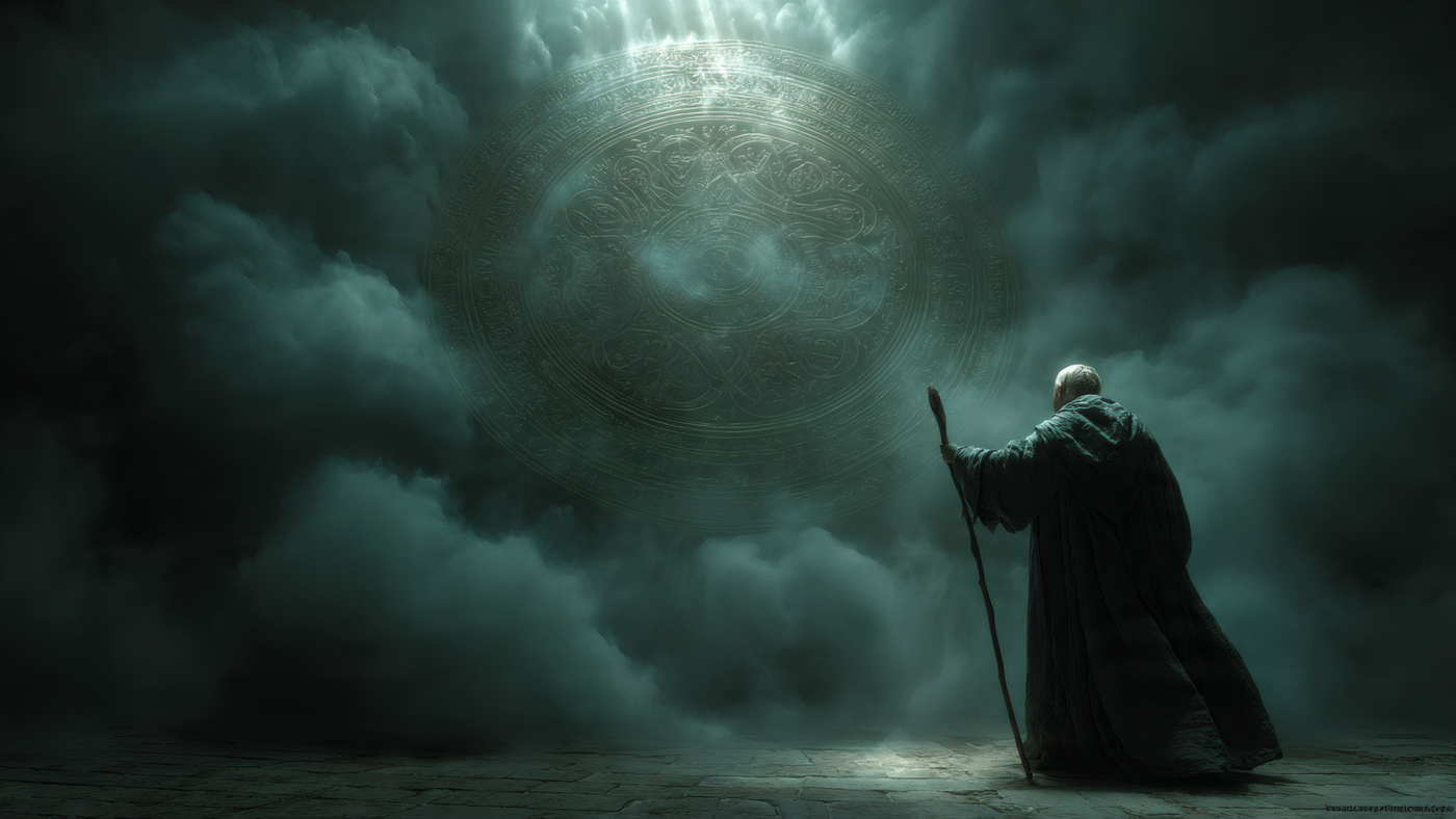 Wizard and the Ancient Engraved Portal