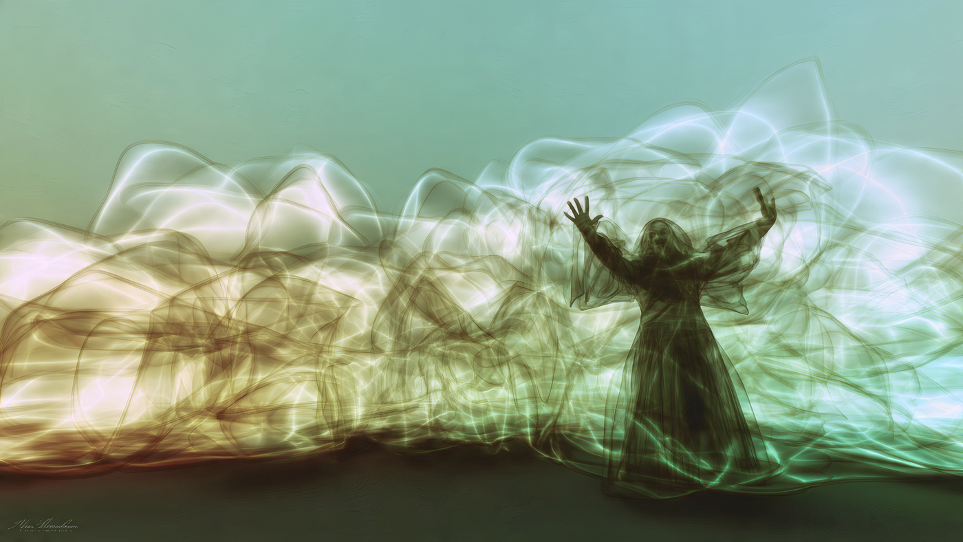 Abstract Figure in Flowing Light