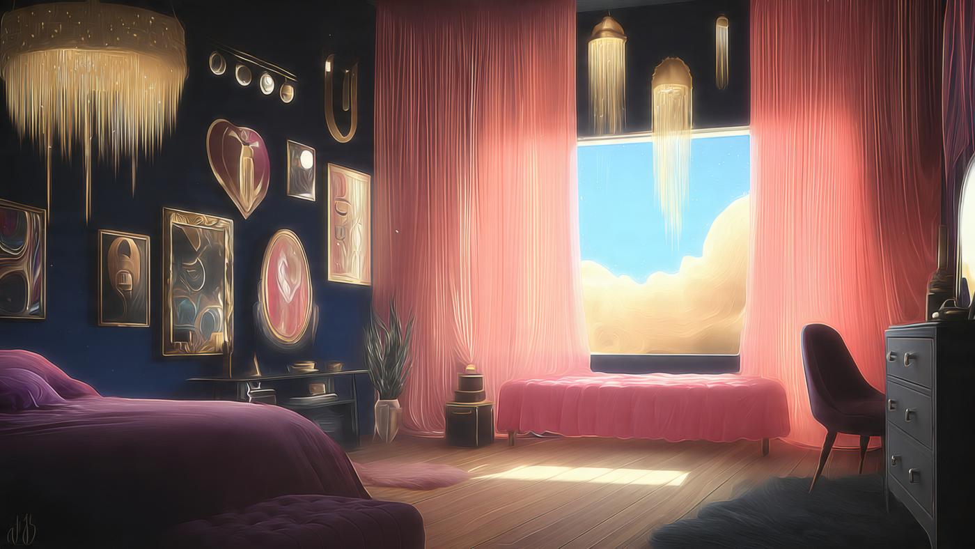 Pink and Gold Bedroom Interior Design