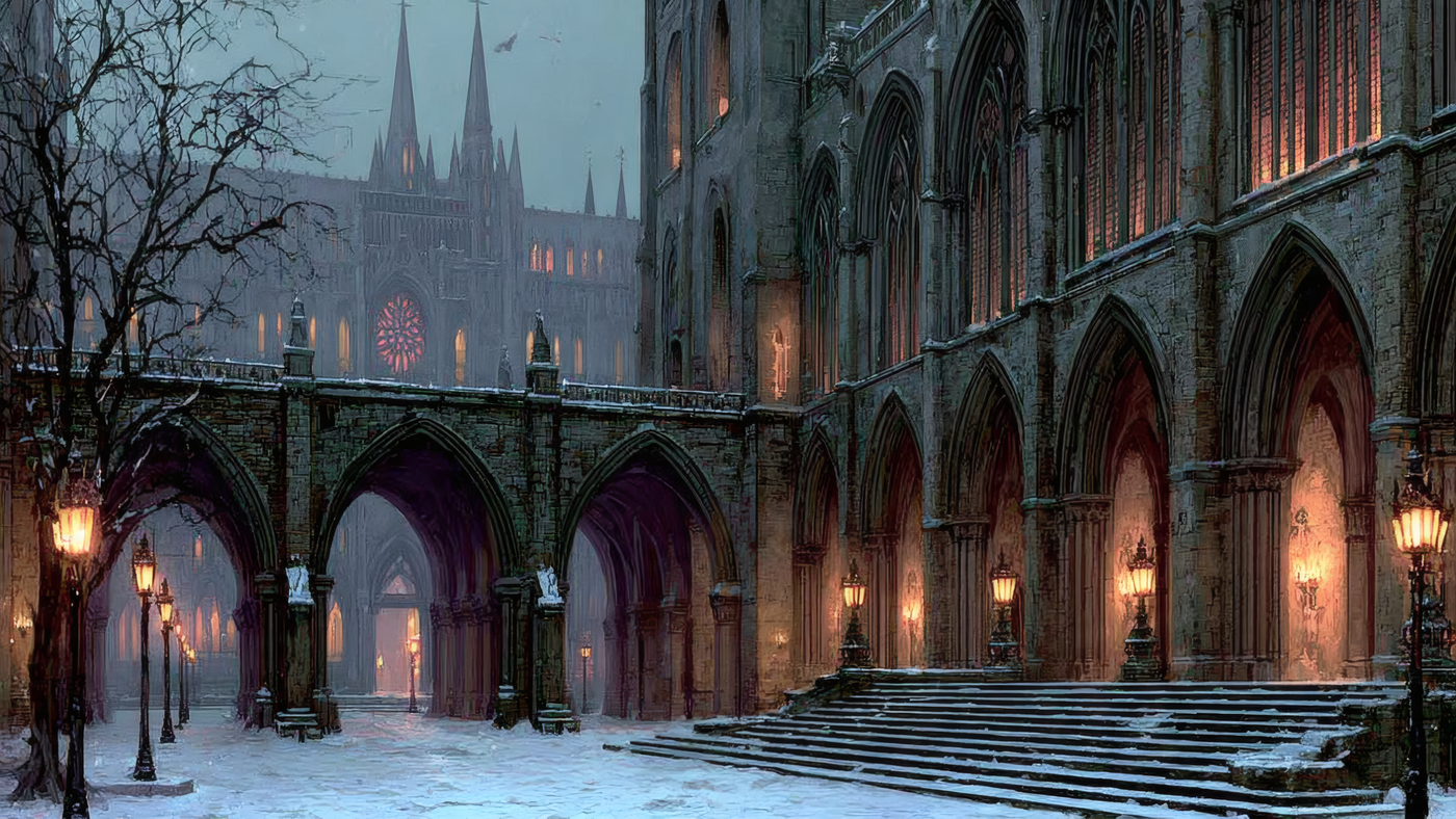 Winter at a Gothic Cathedral