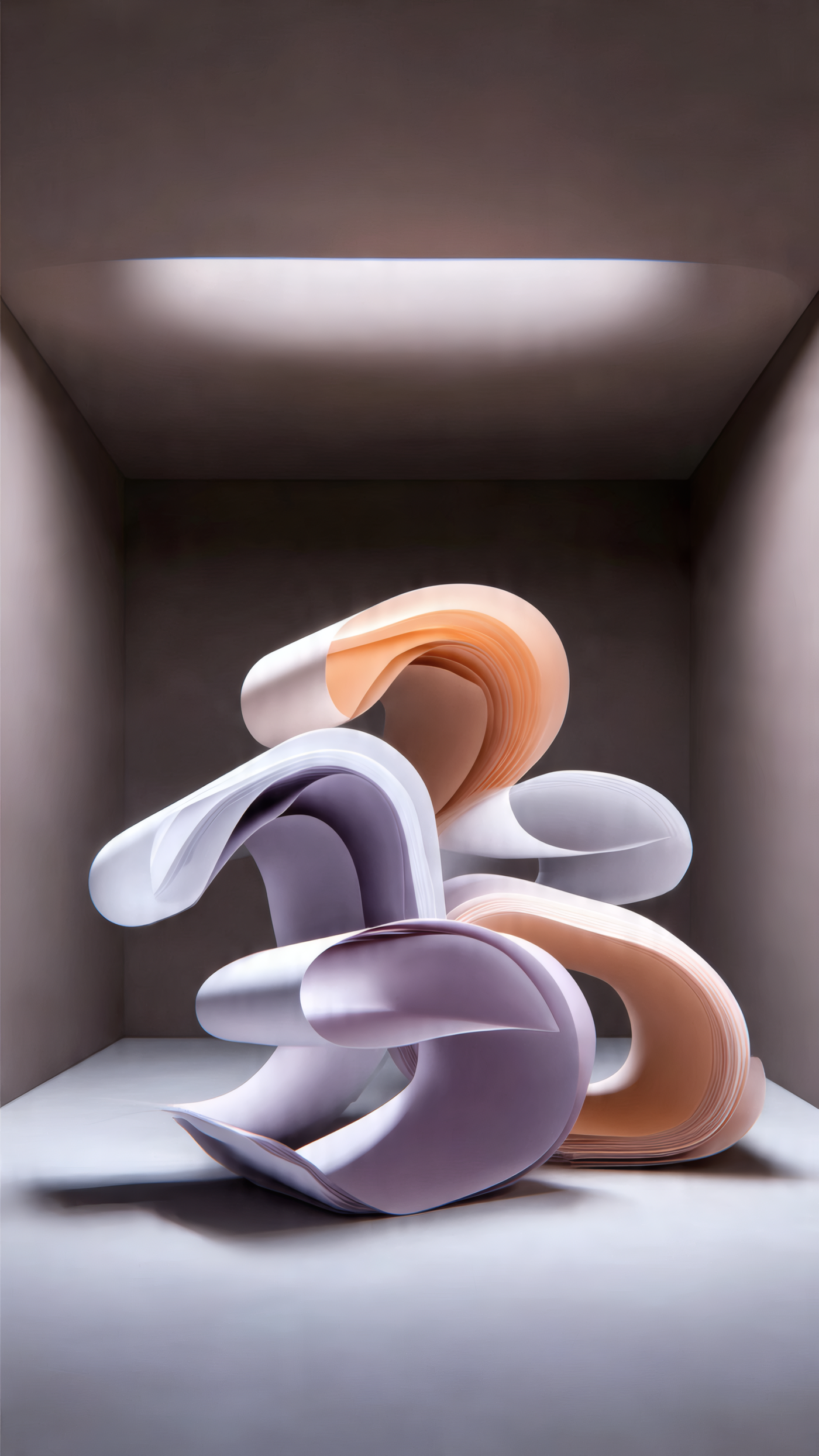 Abstract Swirling Paper Art in Studio