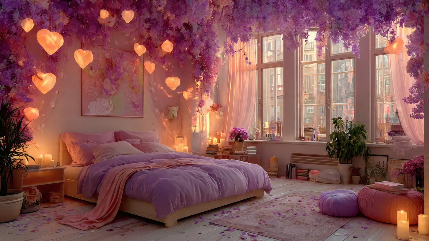 Purple Floral Bedroom Romantic Aesthetic