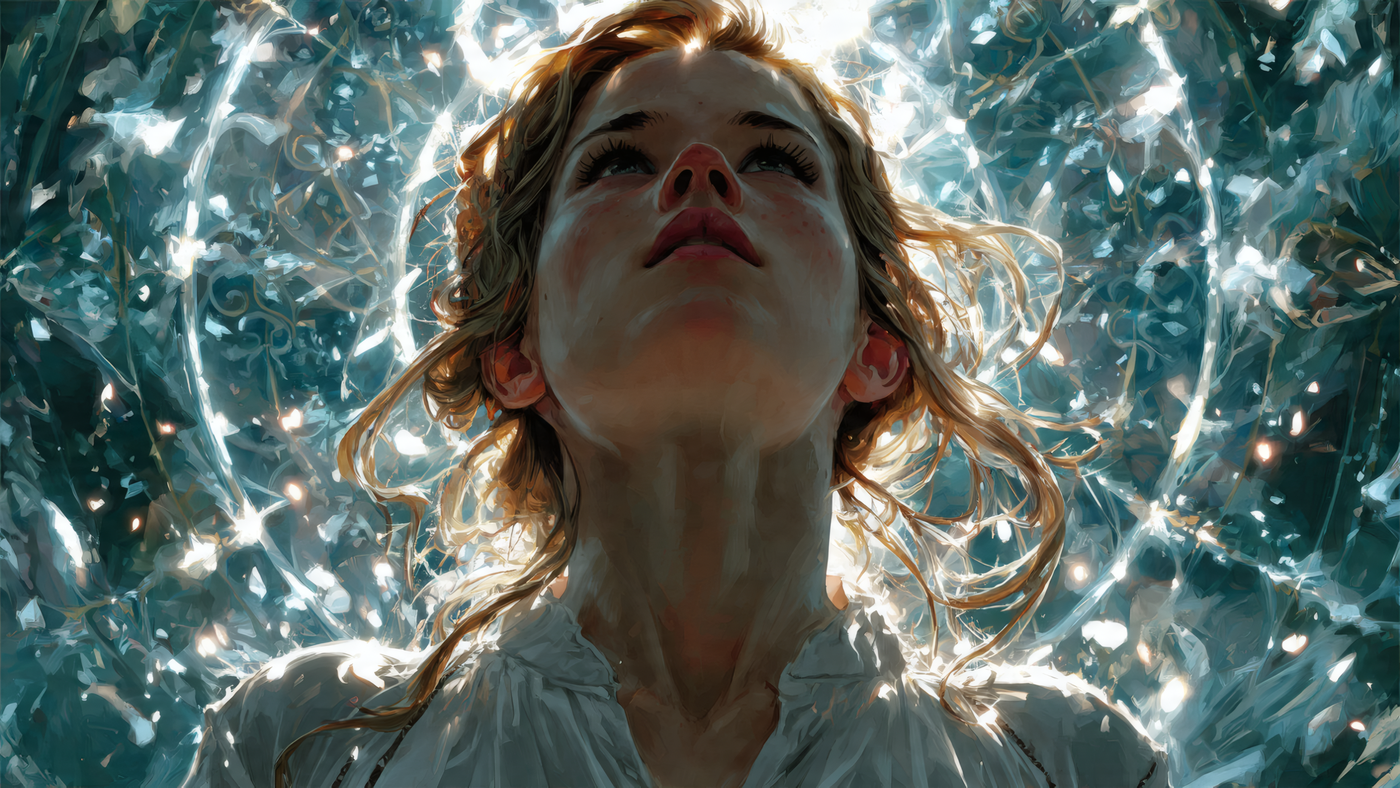 Artistic Portrait of a Woman Looking Up