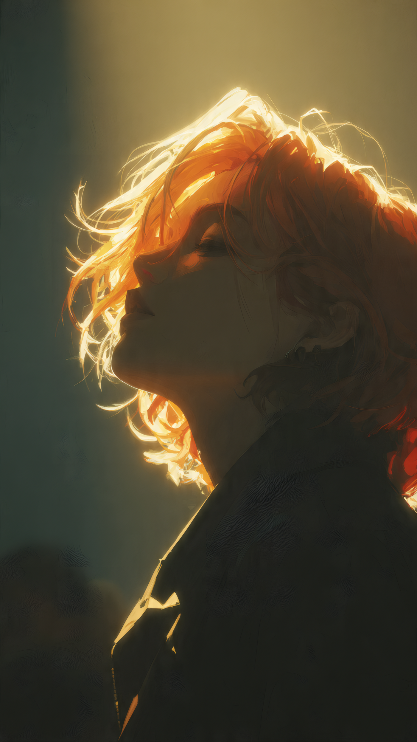 Woman with Orange Hair in Sunlight
