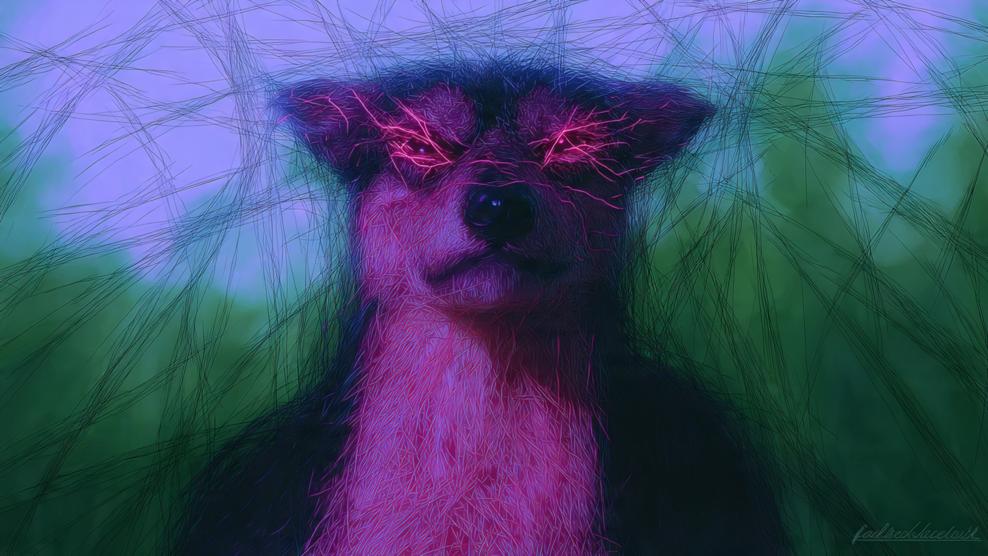 Dog Art with Glowing Eyes