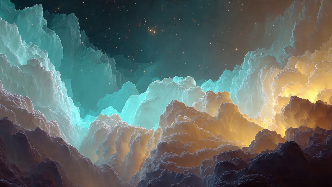 Abstract Clouds with Stars Background