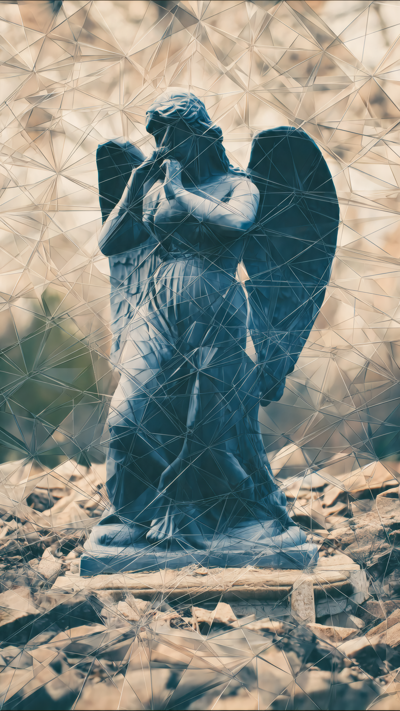 Angel Statue Geometric Art Print