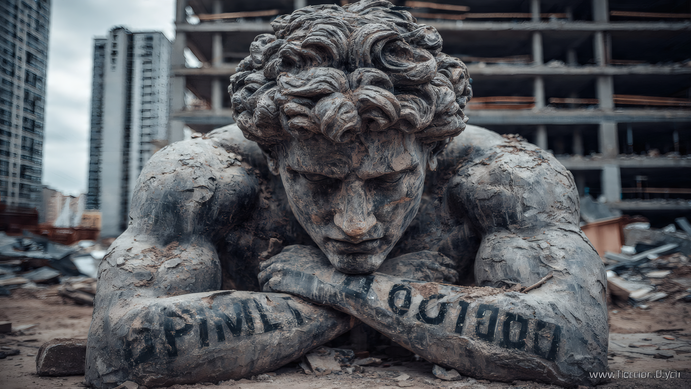 Stone Statue in an Urban Setting