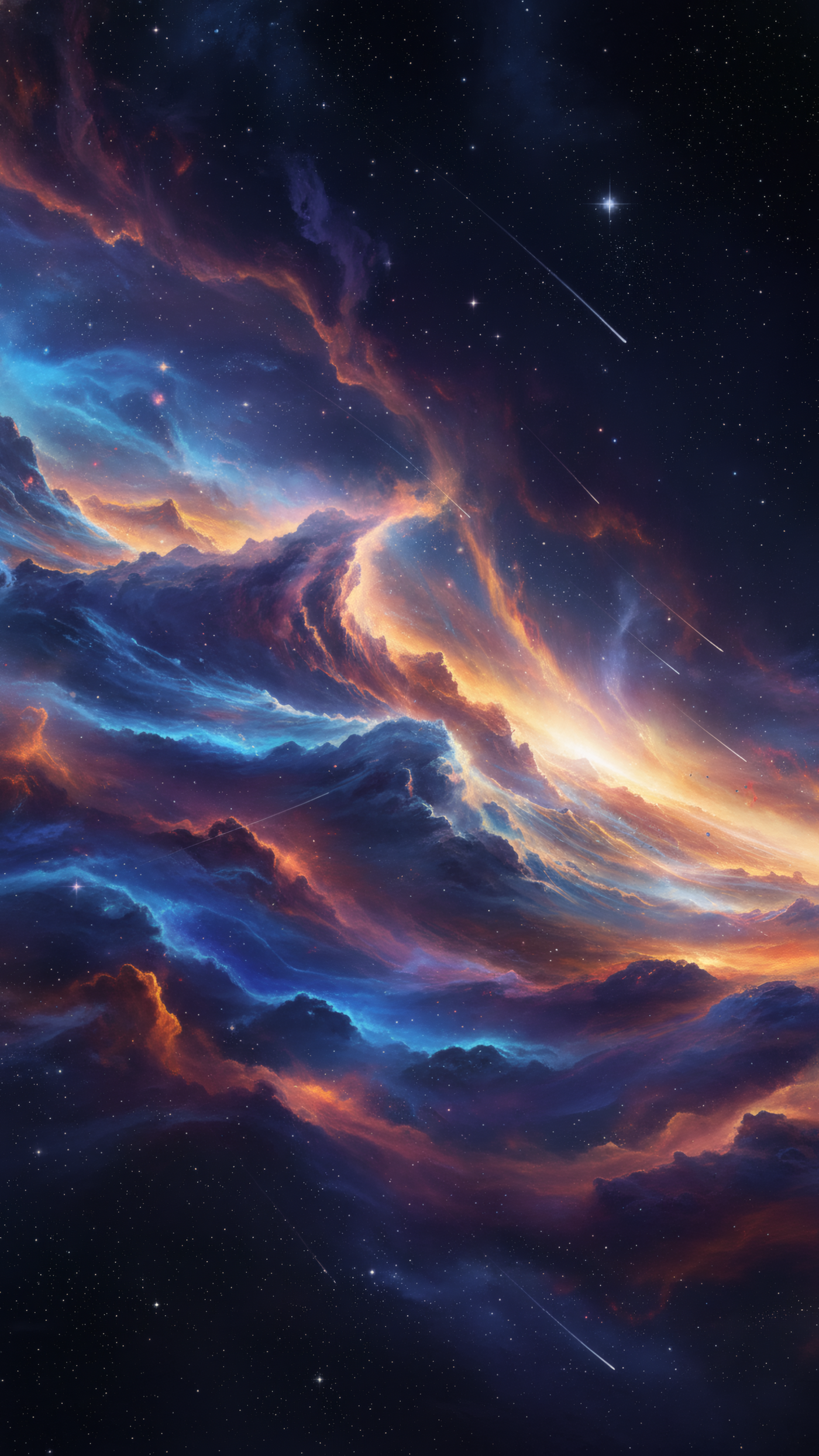 Spectacular Space Nebula with Shooting Stars