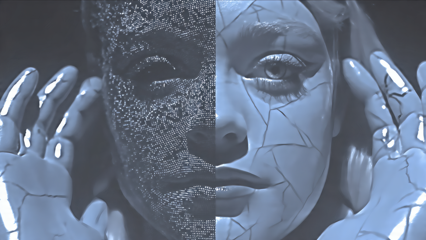 Abstract Face with Contrasting Textures