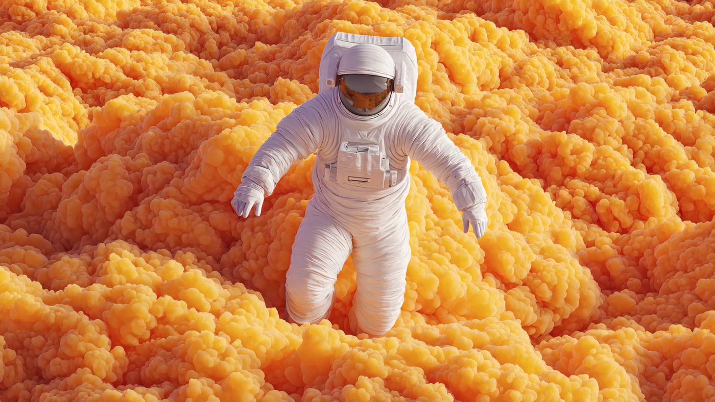 Astronaut in Dreamy Orange Landscape