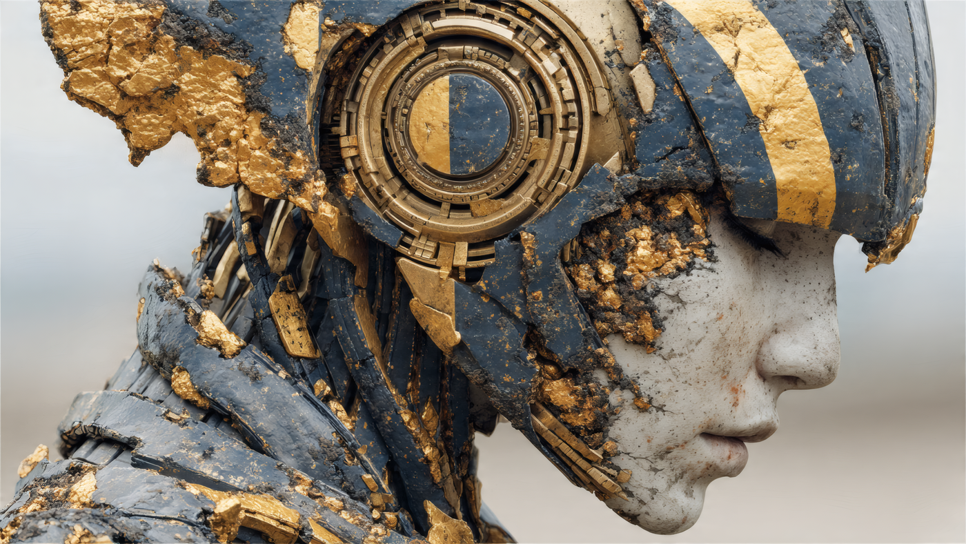 Cyborg Portrait with Gold Accents