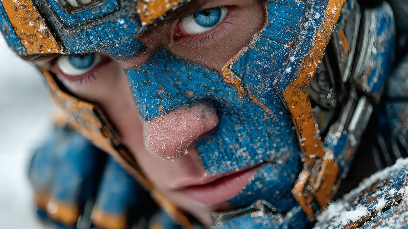 Detailed Face with Blue and Gold Paint