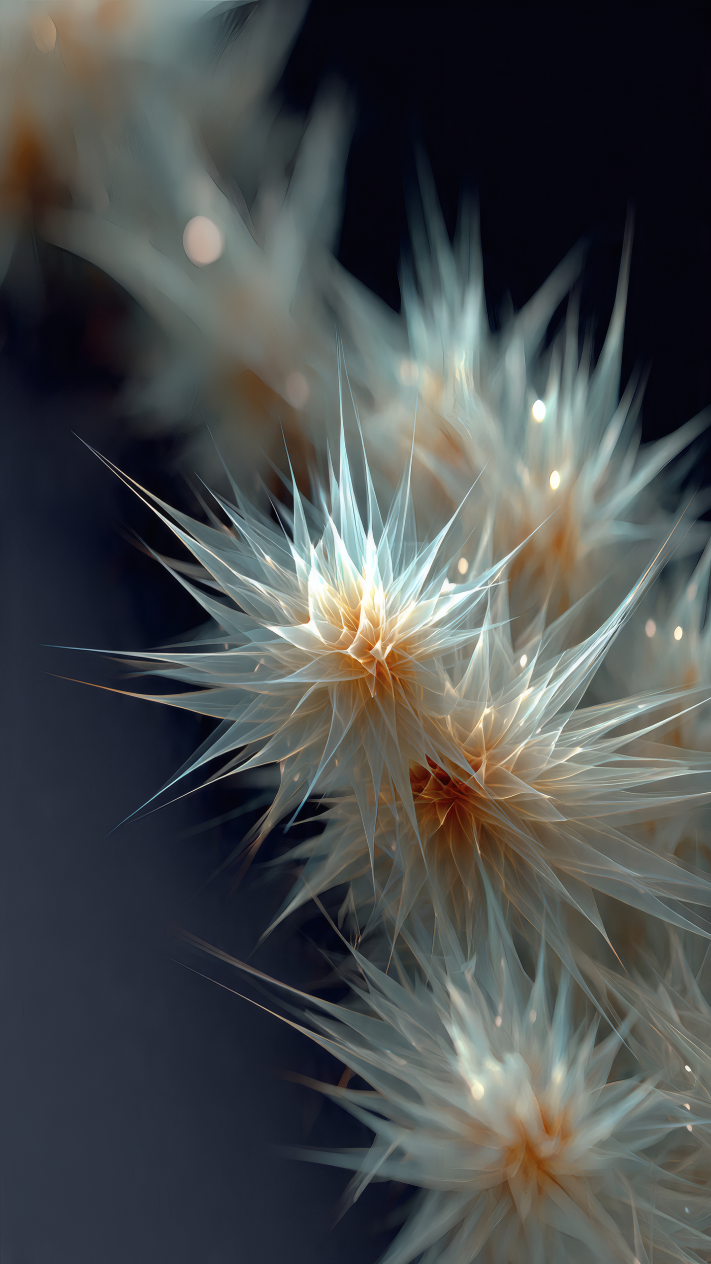 Abstract White Flowers with Spiky Petals 4K Wallpaper