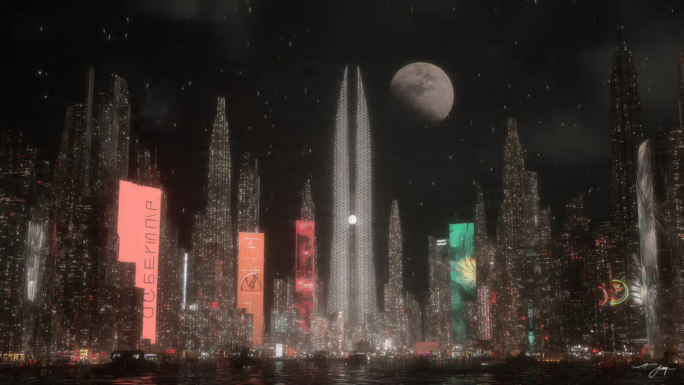 Futuristic Cyberpunk Cityscape at Night