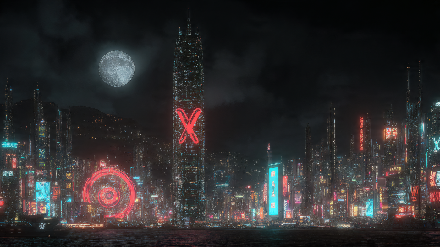 Cyberpunk Cityscape with Bright Neon Lights
