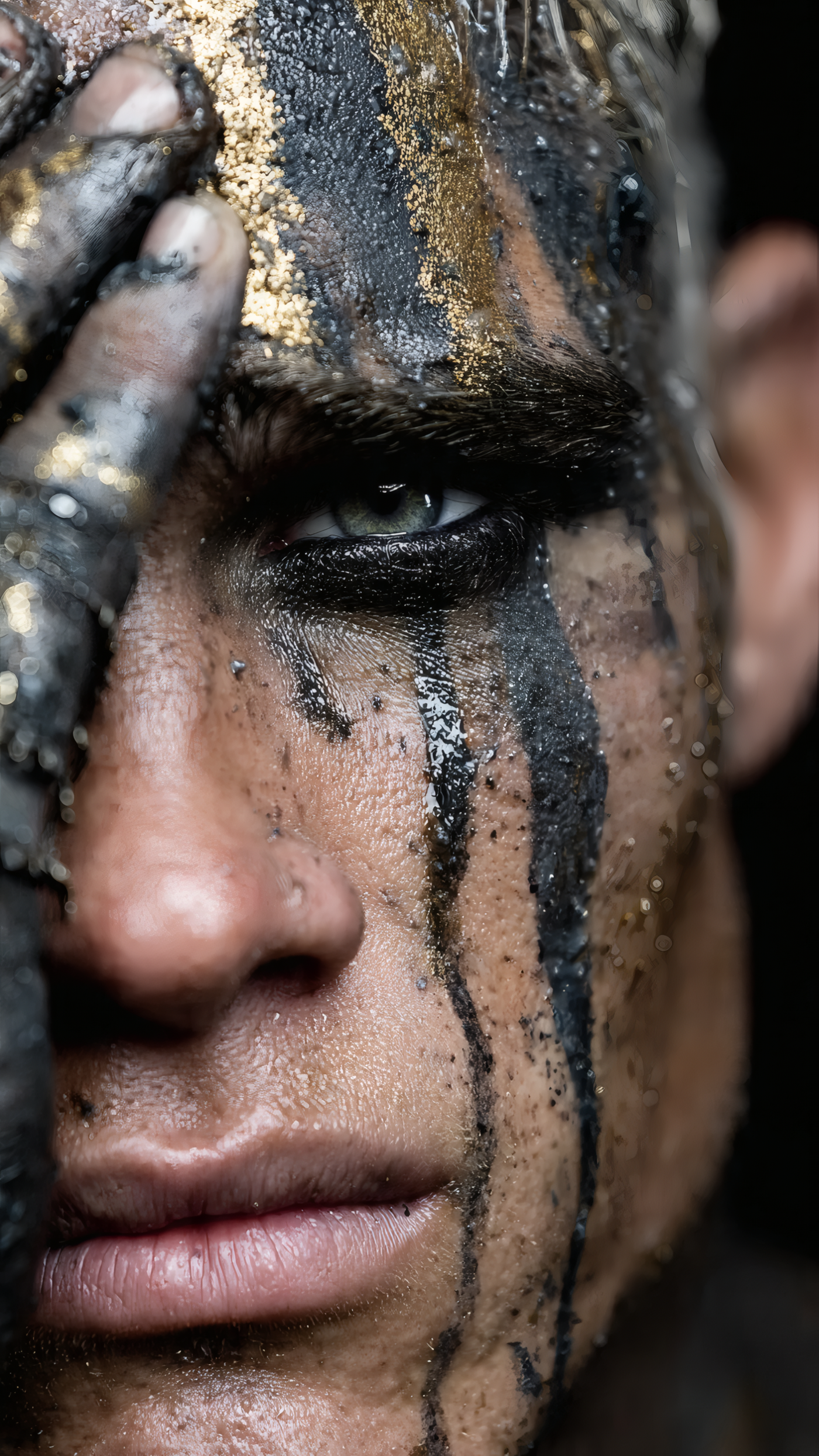 Dramatic Face Paint on a Male Model