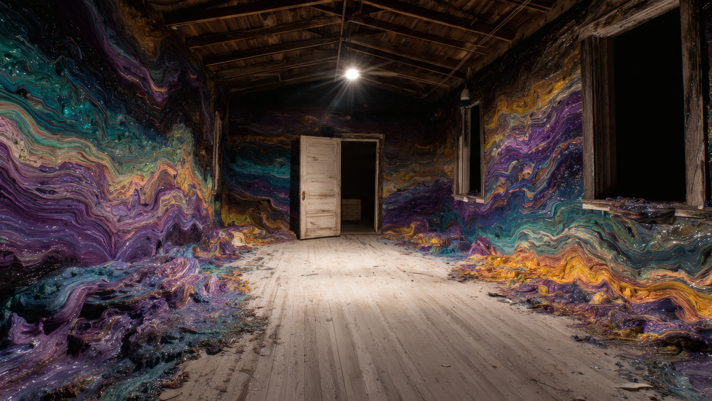 Surreal Liquid Art in an Abandoned Room