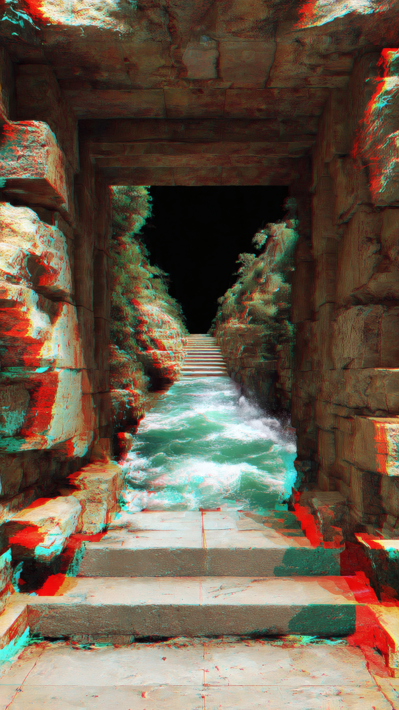 Stone Archway and Flowing Water