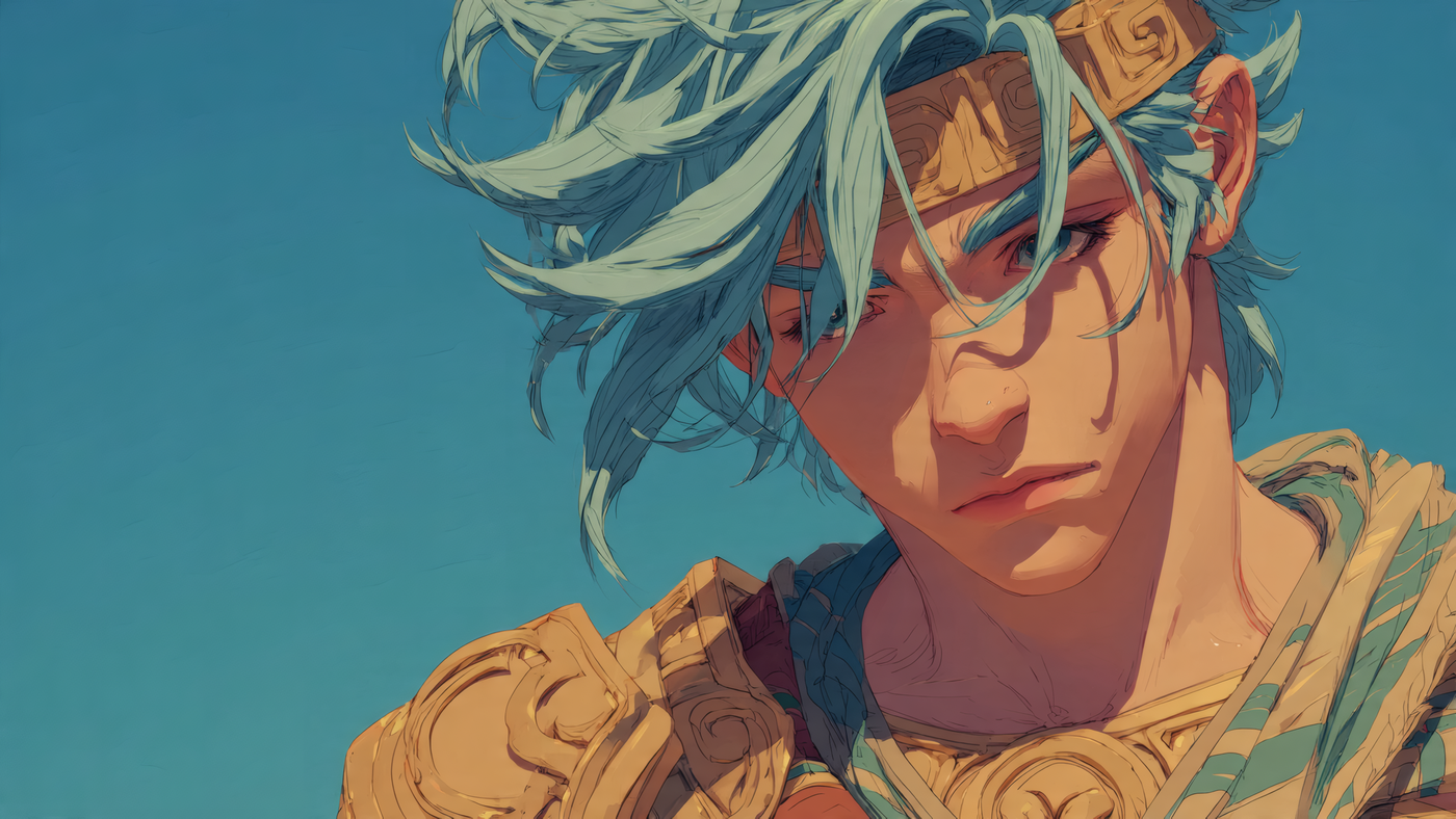 Anime Style Character with Blue Hair Art