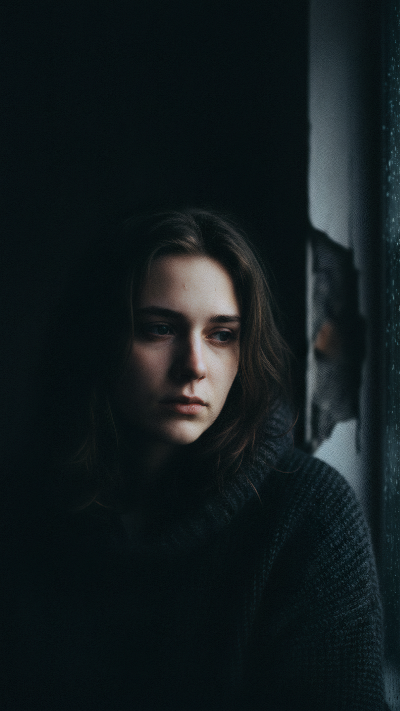 Pensive Woman Near Window Portrait