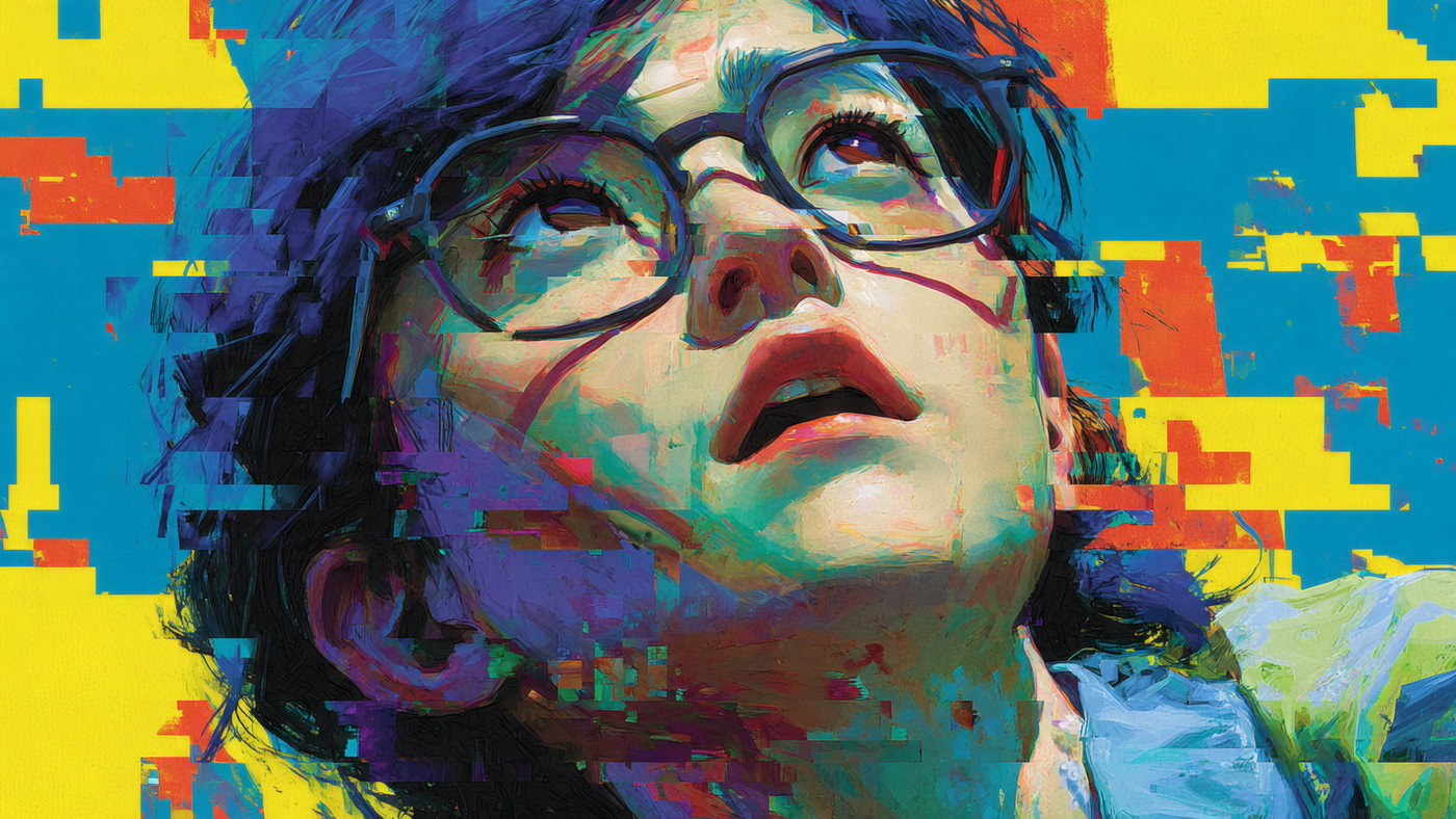 Abstract Portrait Art with Glasses