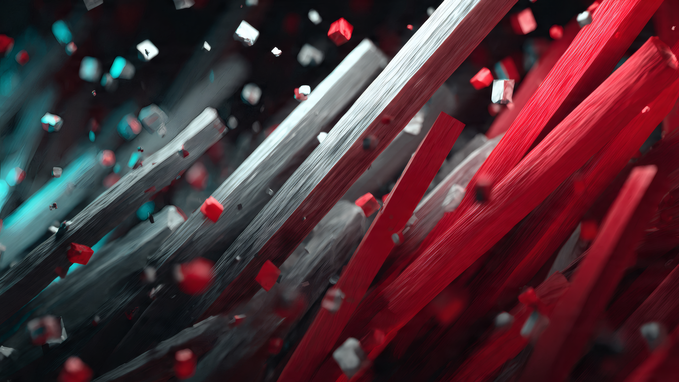 Abstract Red White and Gray Cubes