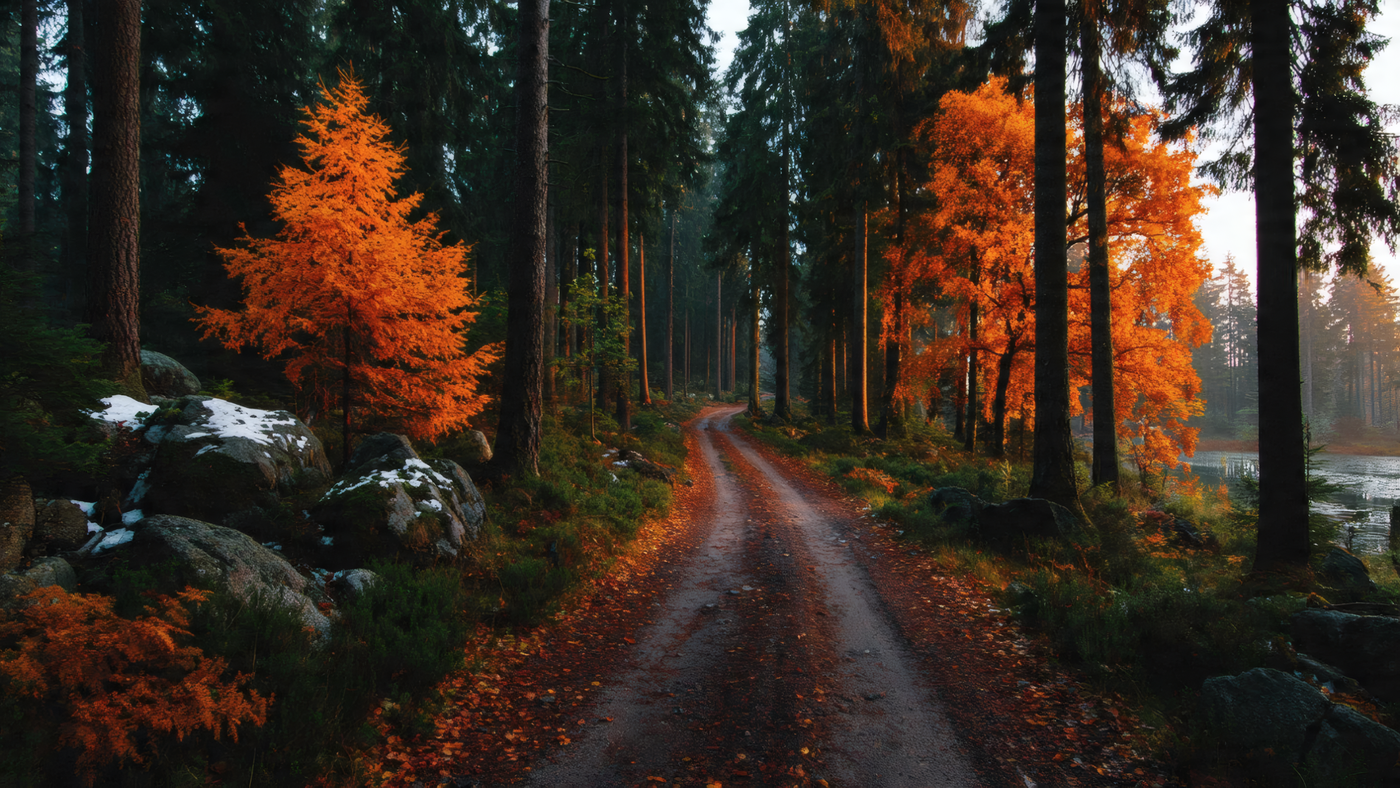 Autumn Forest Path in Morning Light