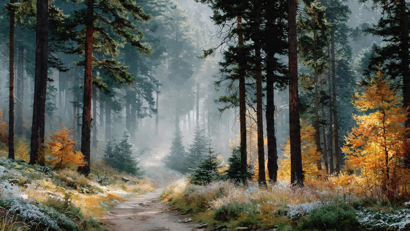 Forest Path with Fall Colors