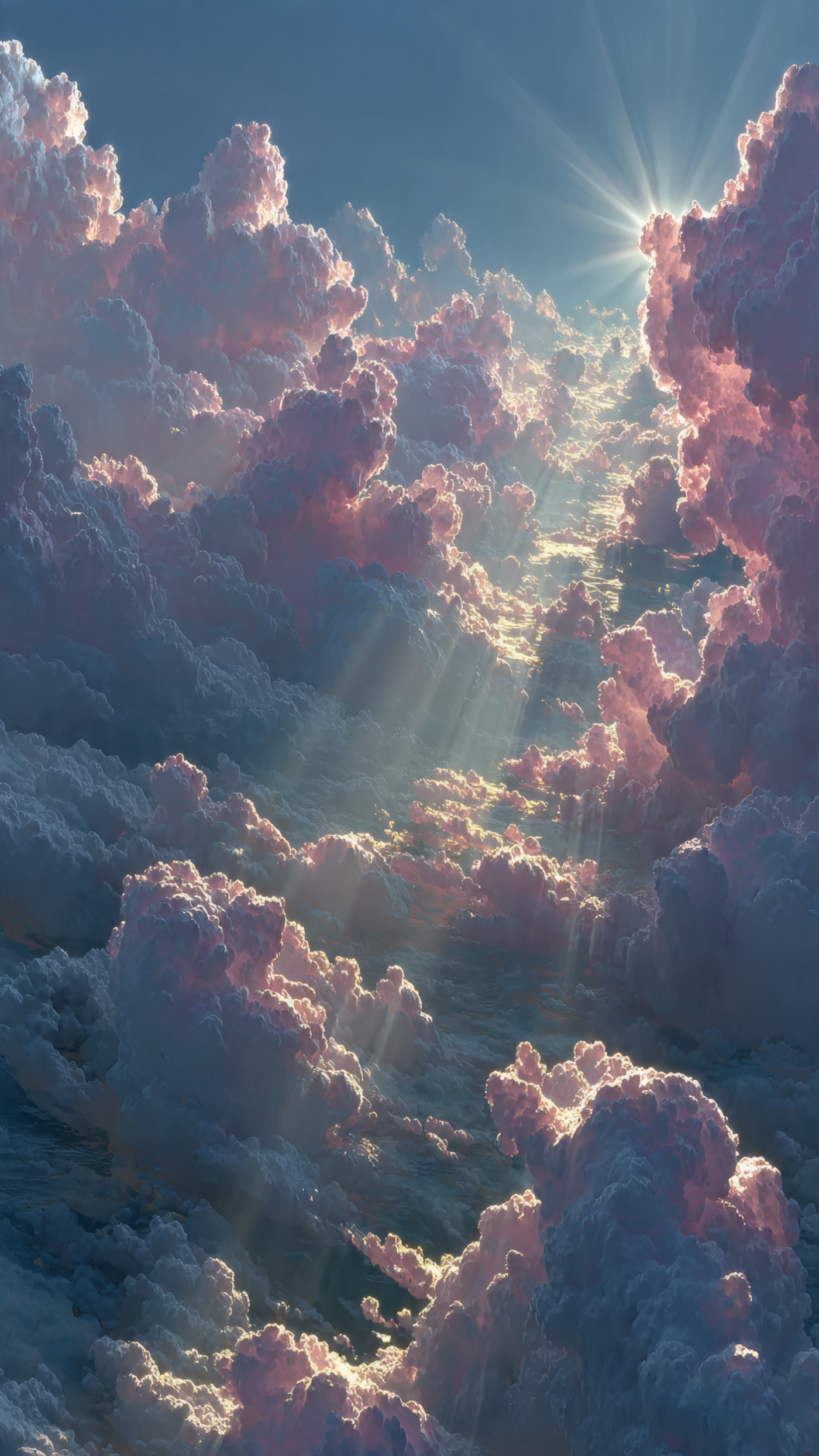 Sunlight Through Fluffy Pink Clouds