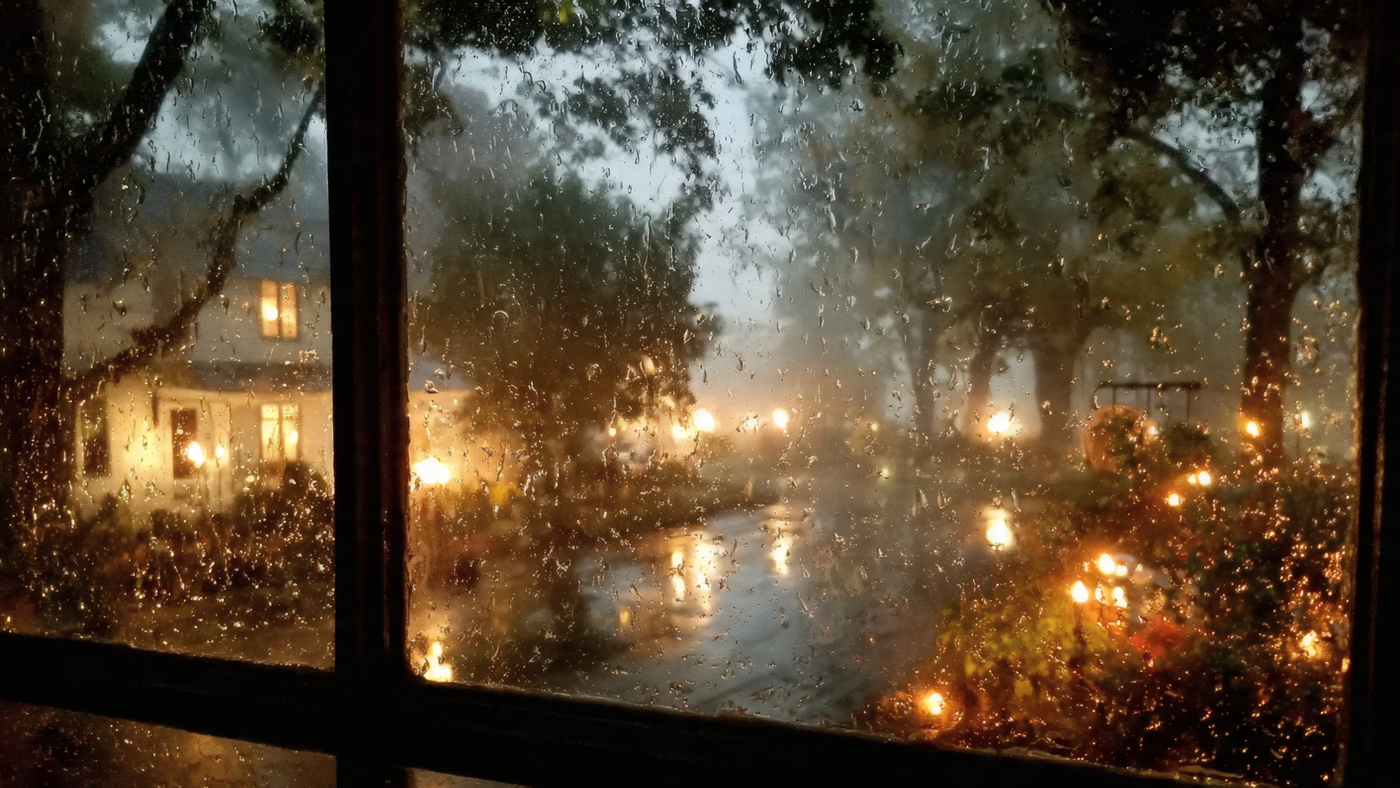 Rainy Day View Through Window