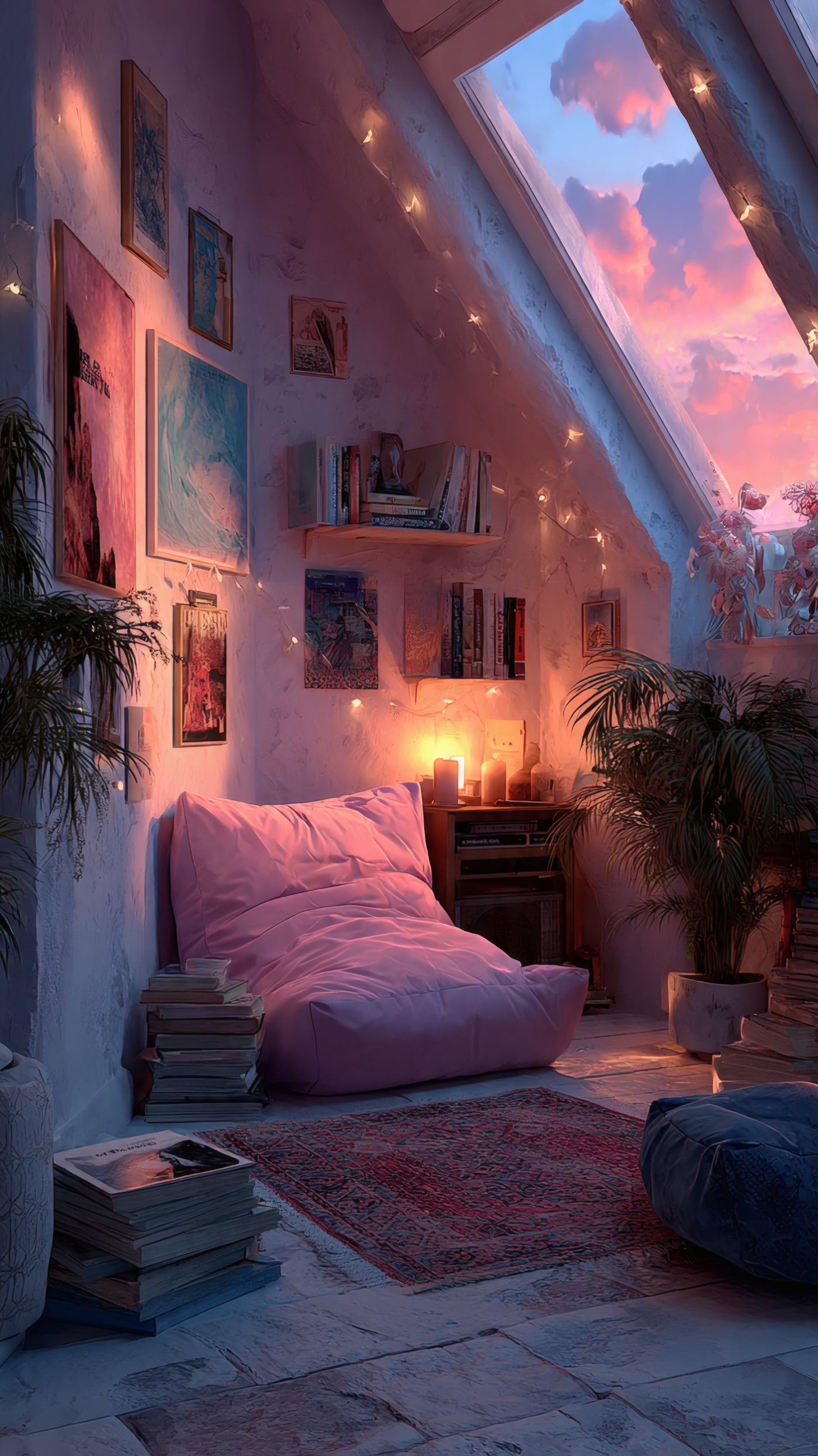 Cozy Attic Room with Beanbag Chair